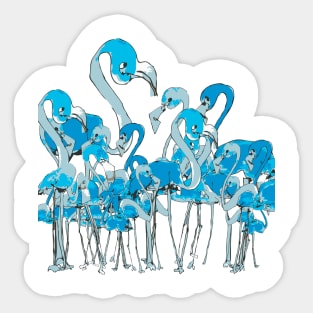 Blue Flamingos Sticker